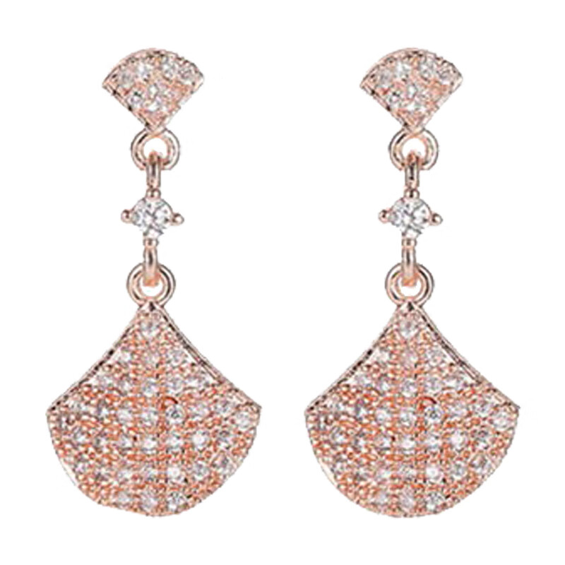 西月锦绣玫瑰金色耳饰