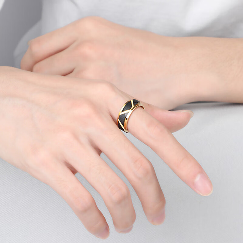 飒雅 钨金撞色戒指