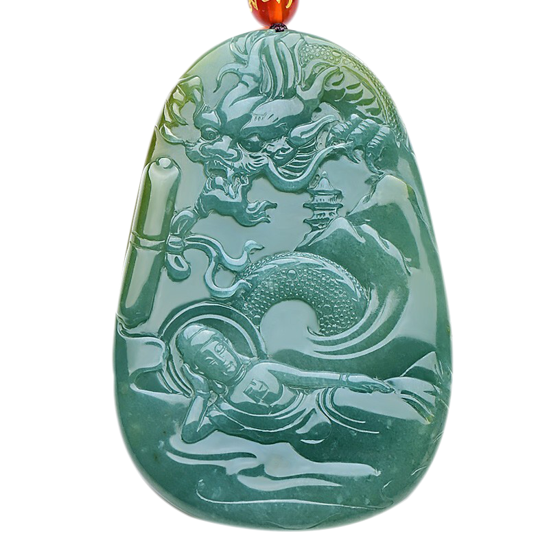 千载一玉精雕细刻翡翠吊坠