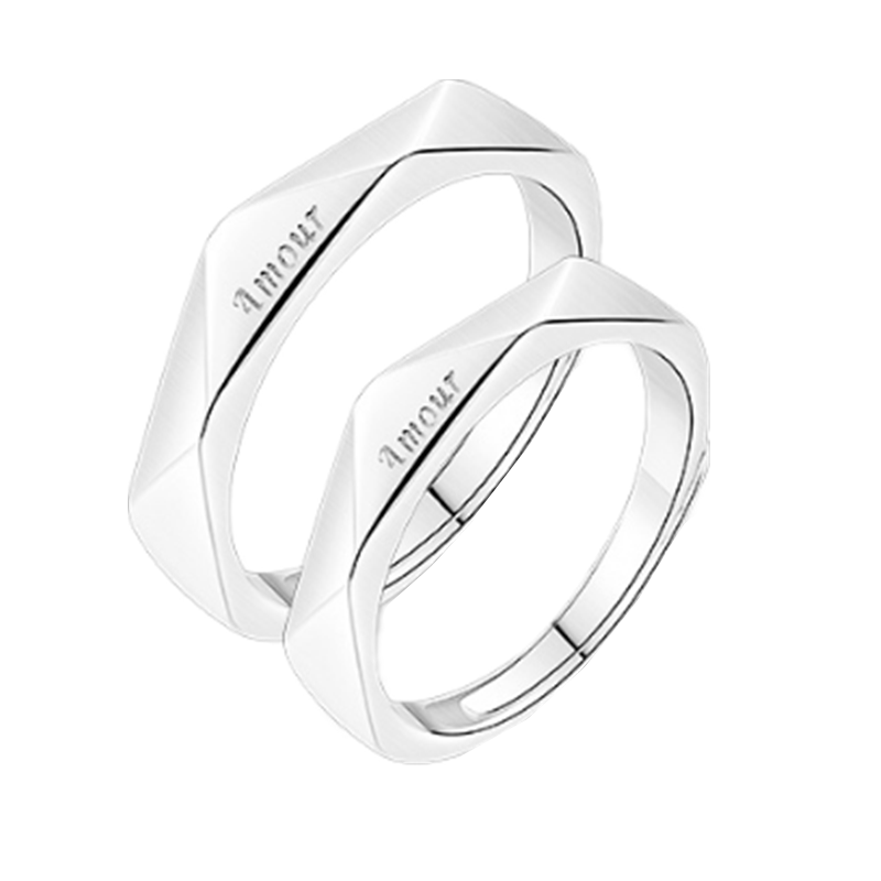 桑玛时尚法文纯银情侣对戒