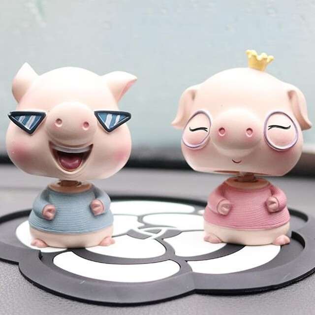 博尔改 可爱摇头小猪车载摆件