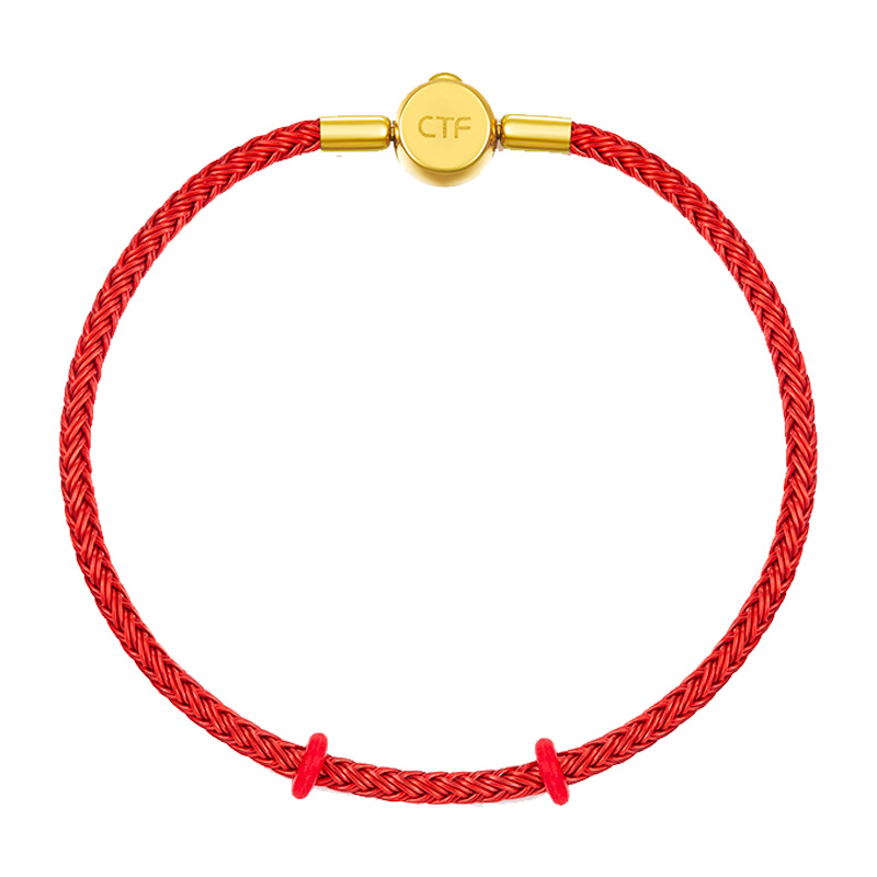 周大福红色不锈钢扣手绳