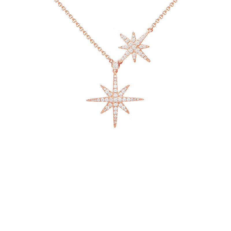APM 玫瑰金双流星项链