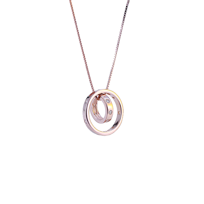 法蔻 双环镀玫瑰金项链