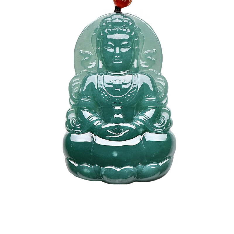 千载一玉 冰绿色 翡翠观音吊坠