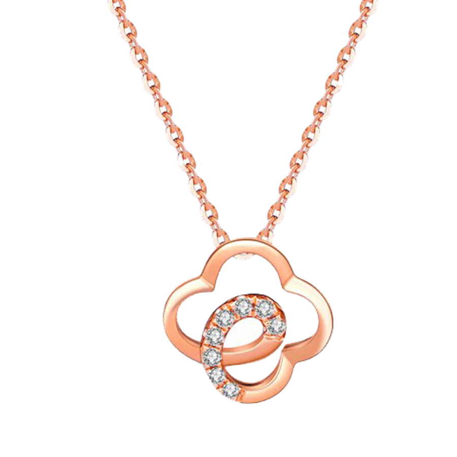 如印钻石四叶草吊坠彩金项链