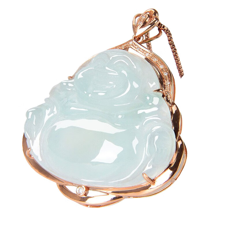 艾选潮品 18K金镶钻翡翠吊坠