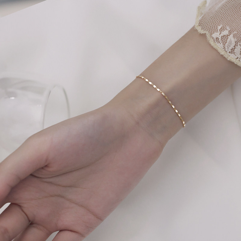 伊黛儿 小方块金色手链