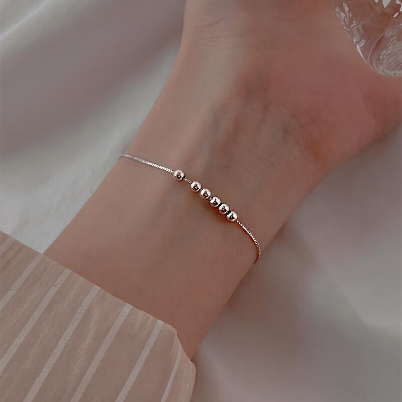 桑玛 清新圆珠银手链