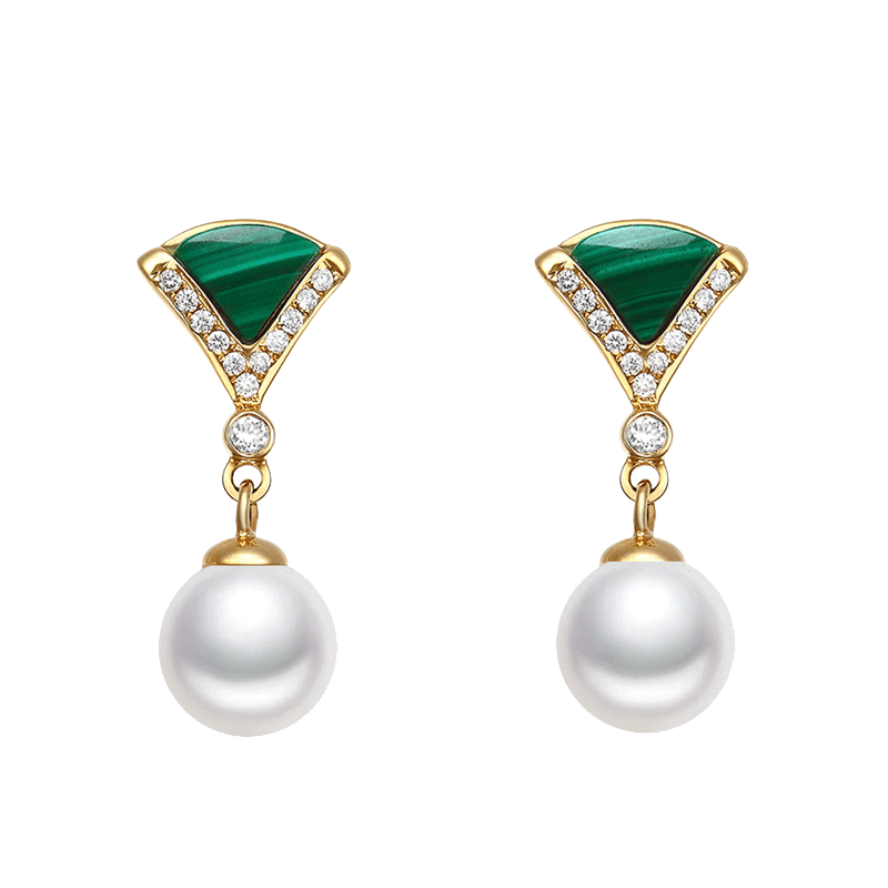 阿梵尼 孔雀石扇形裙子 耳环