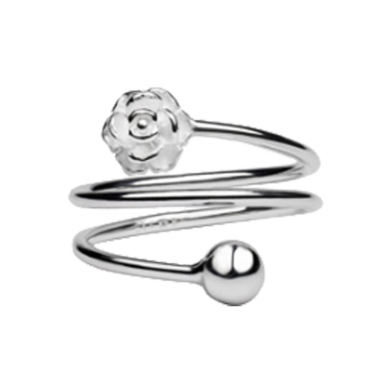 炙真银楼双层玫瑰花戒指