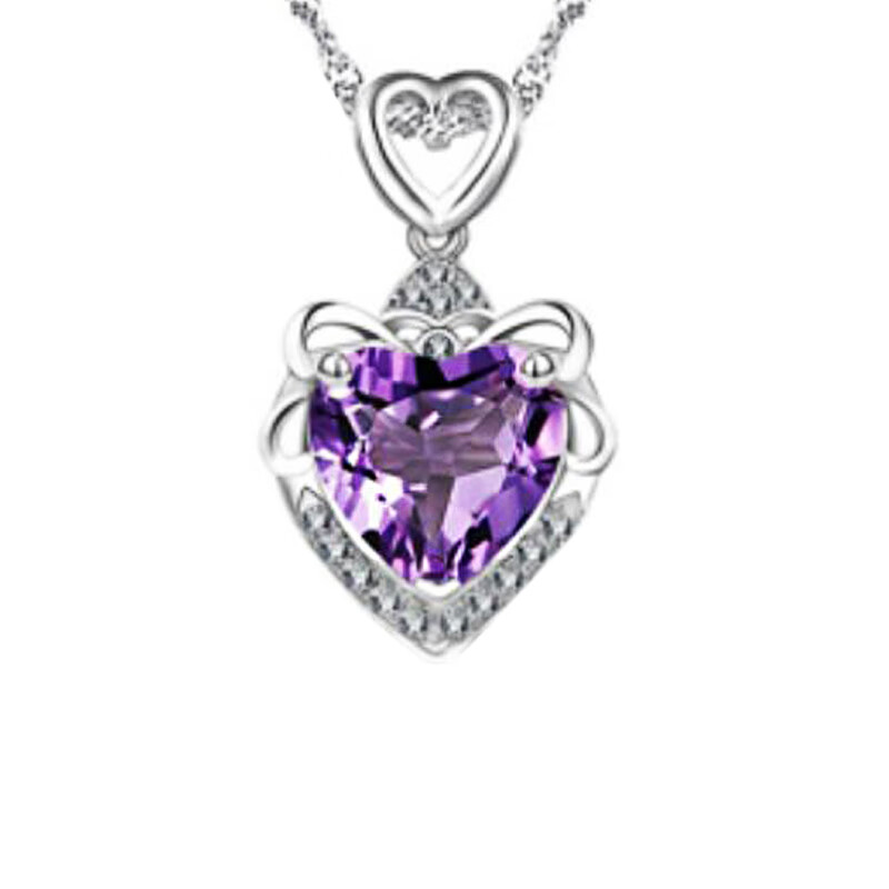 筑梦银 天然紫晶女式项链