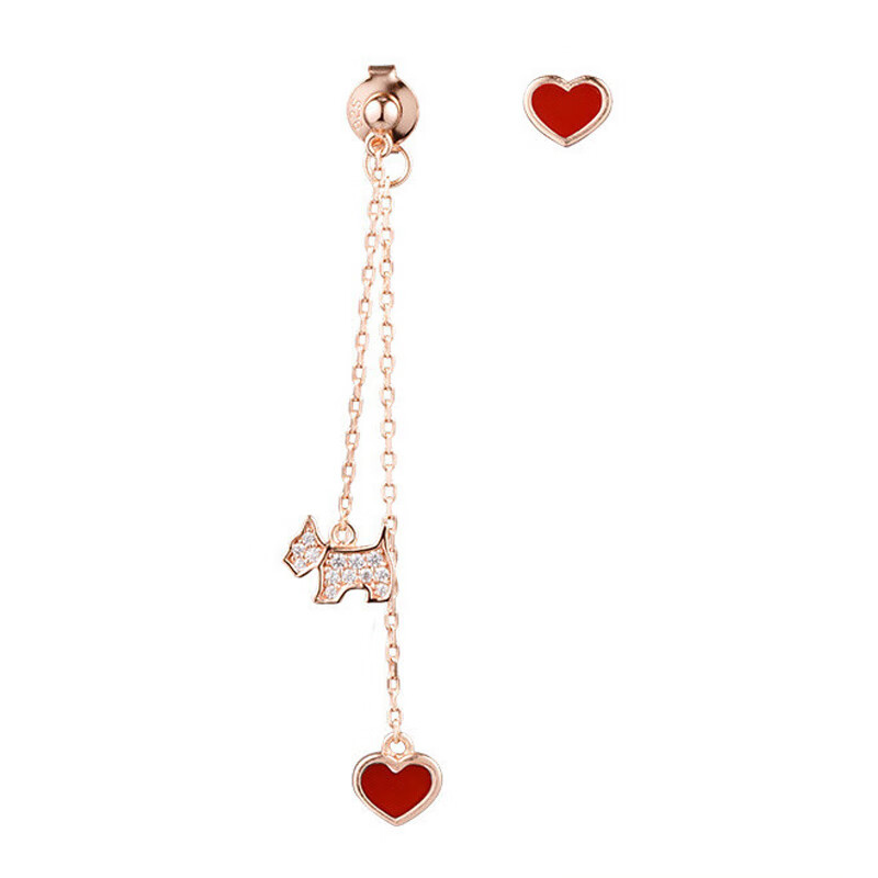 瑷嘉莎 爱心小狗耳饰