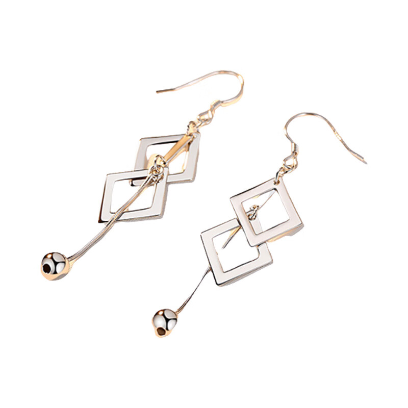 甜甜猫 几何菱形耳饰