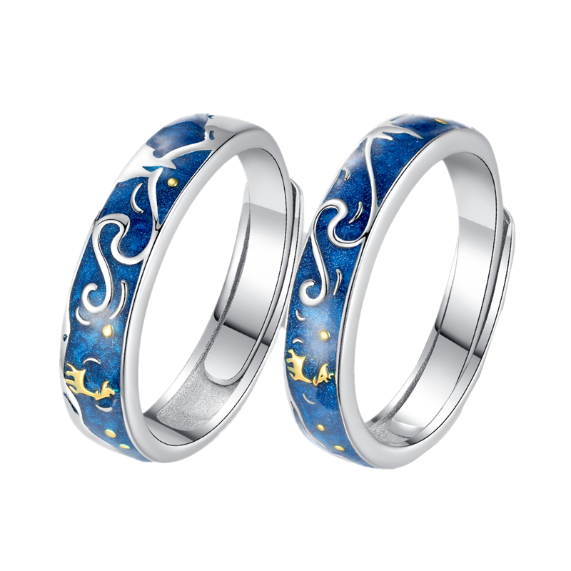 鑫铂尼星空驯鹿活口情侣对戒