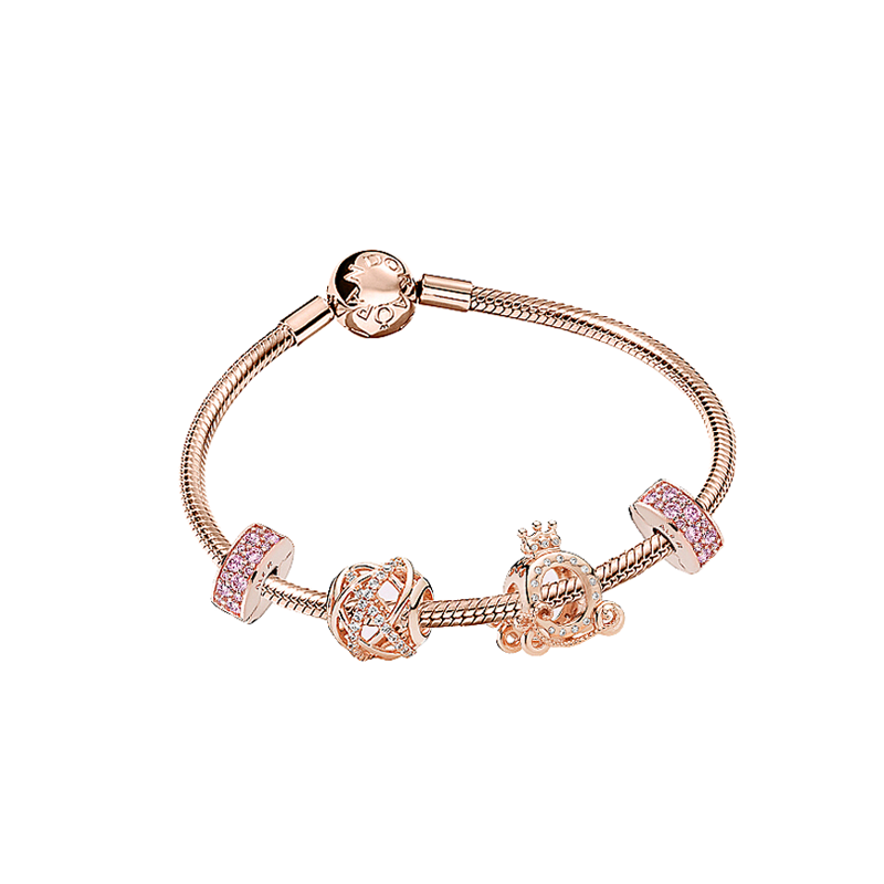 潘多拉 玫瑰金色银河之恋手链