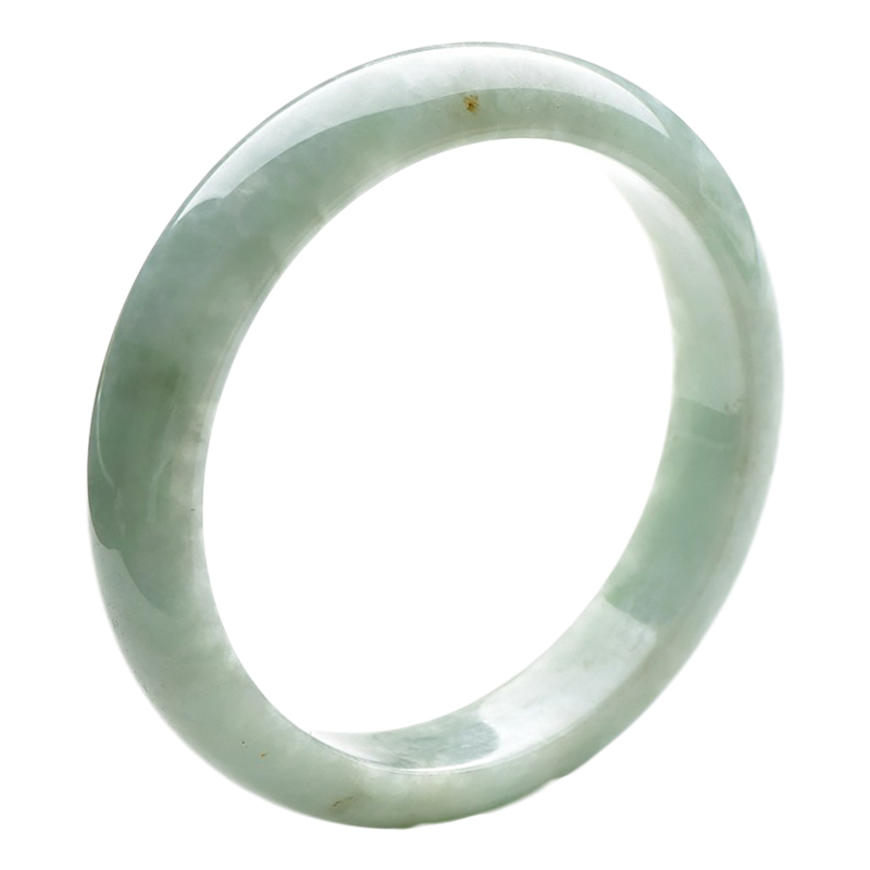 可玉可求 淡绿色飘花翡翠手镯