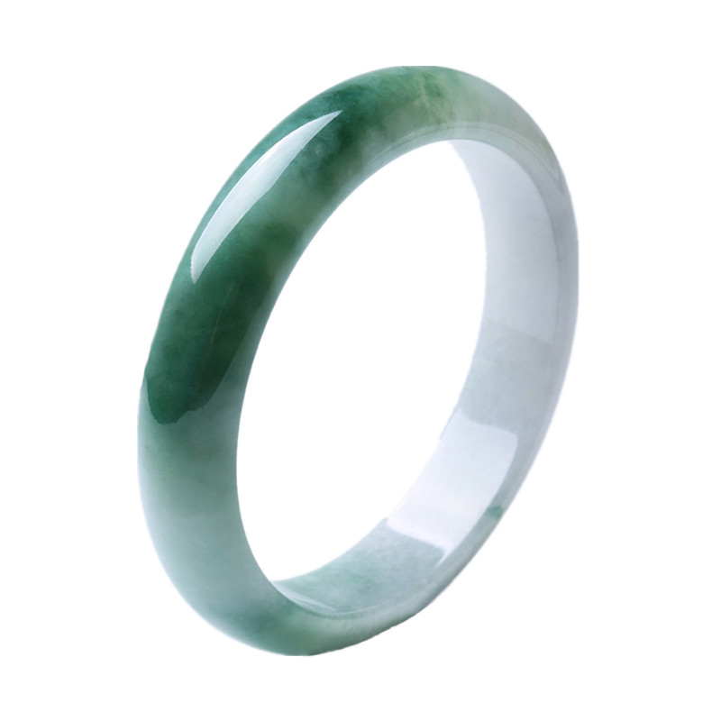 净心石 宽边飘花翡翠手镯