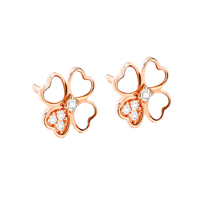 爱的约定 18K金四叶草耳钉
