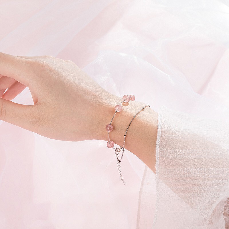 沫兰 925纯银草莓晶手链