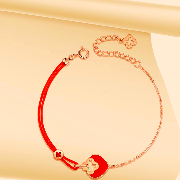 卡蒂罗红绳小红心手链