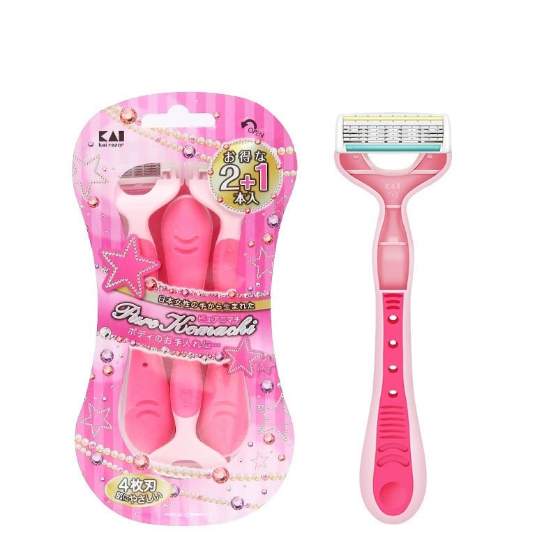 贝印粉色不伤肤刮毛刀