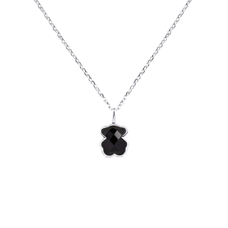 桃丝熊 925银黑玛瑙项链