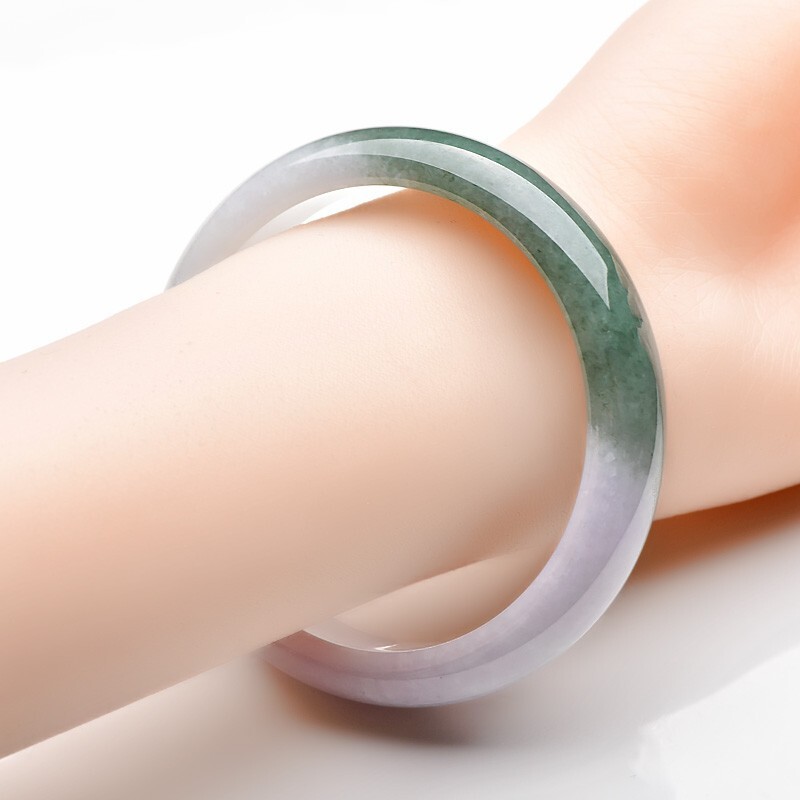 可玉可求 半油青紫罗兰翡翠手镯