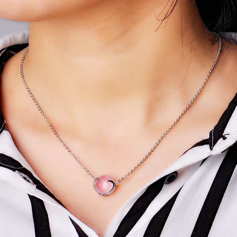 JOLEE 天然粉水晶吊坠项链