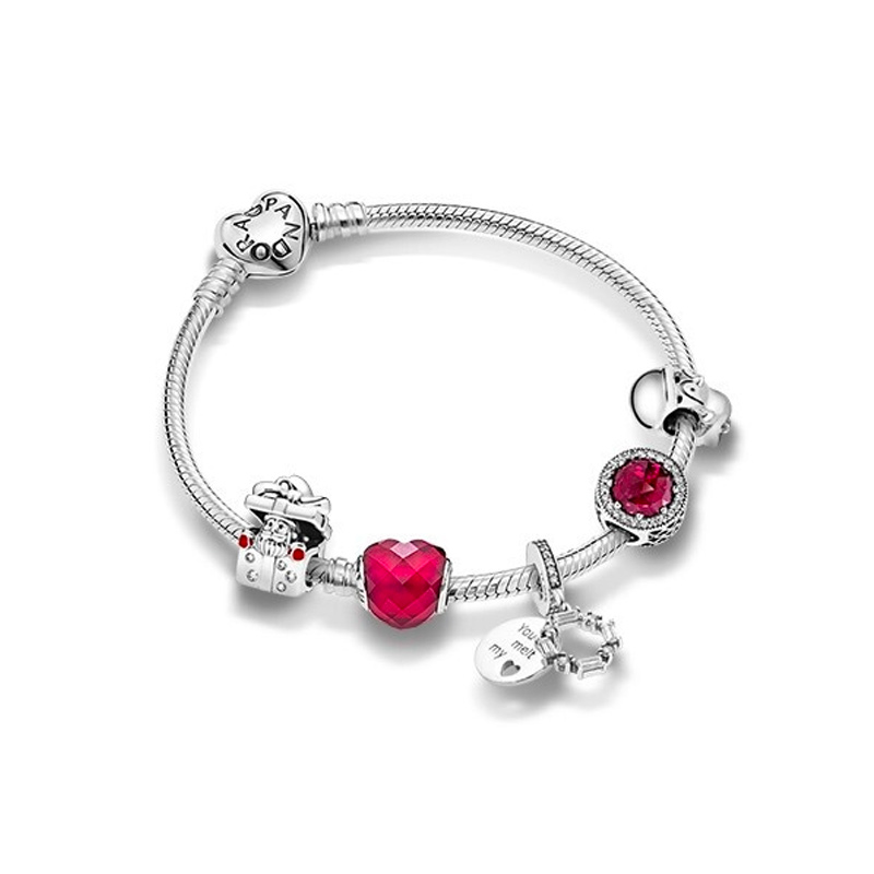 潘多拉 爱心撞色手链