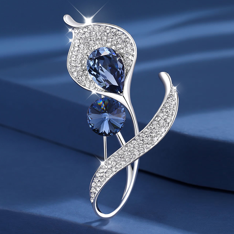 SENDME马蹄莲蓝色胸针