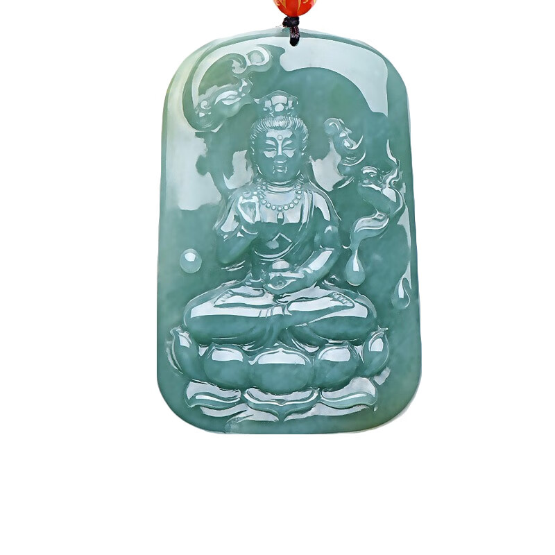 可玉可求 光滑 翡翠观音吊坠