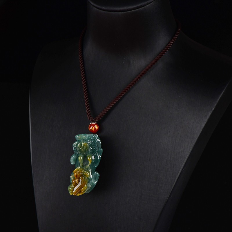 千载一玉 子母貔貅翡翠吊坠