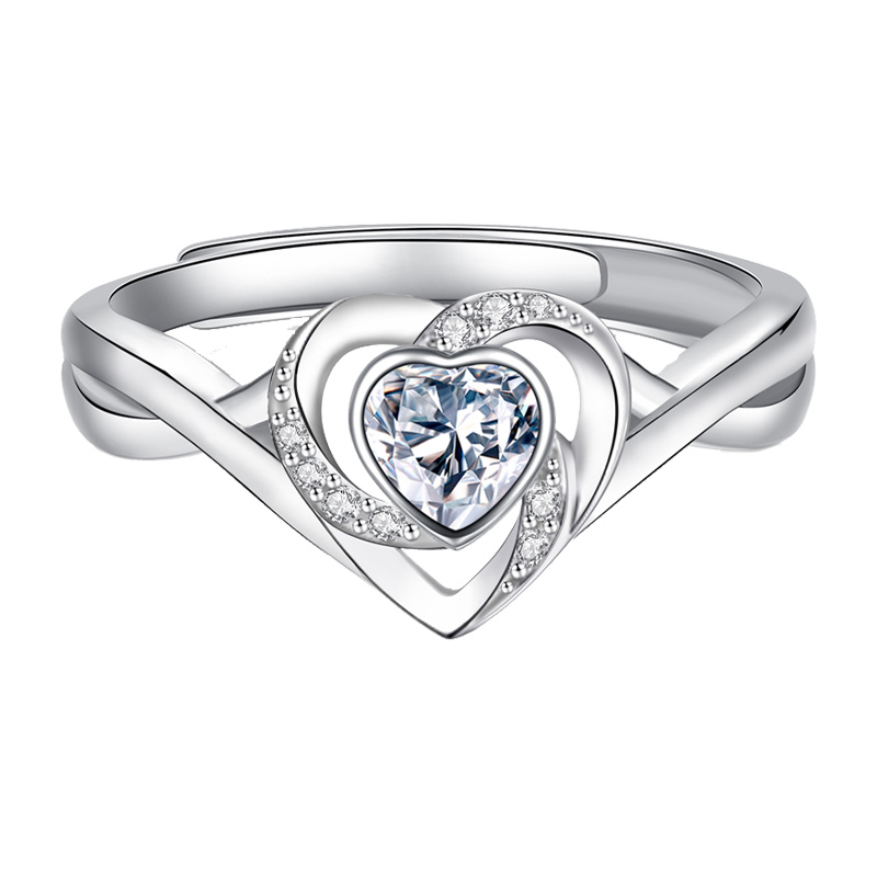 聚福品 心形仿真钻戒指