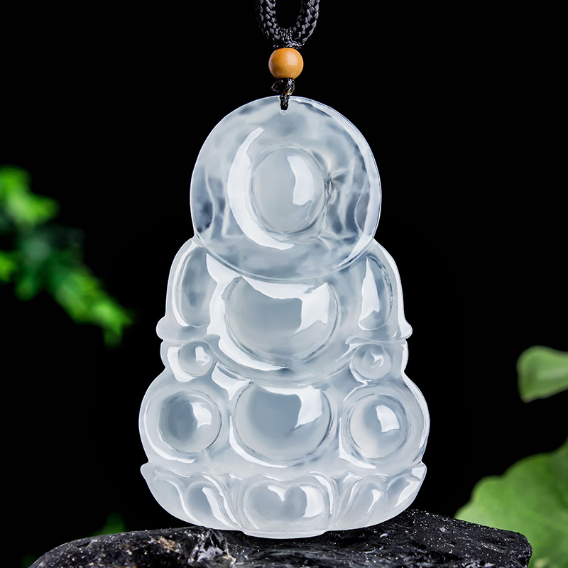百博 冰糯种观音翡翠吊坠