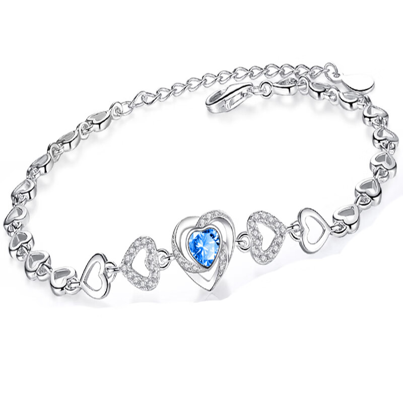 卡诗诺轻奢心形纯银手链