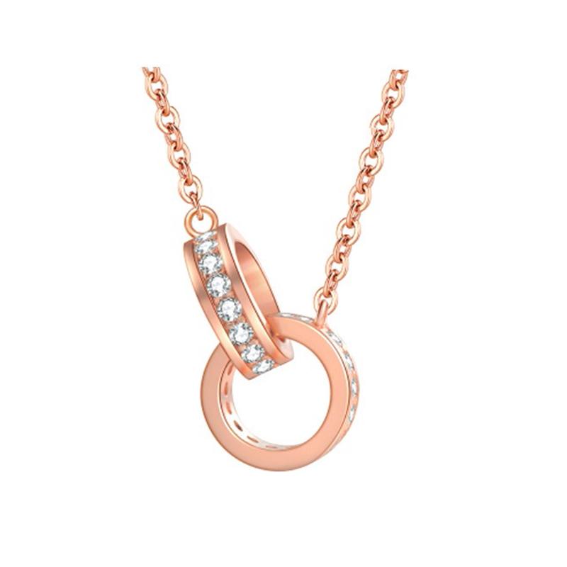 KJ 双环玫瑰金项链