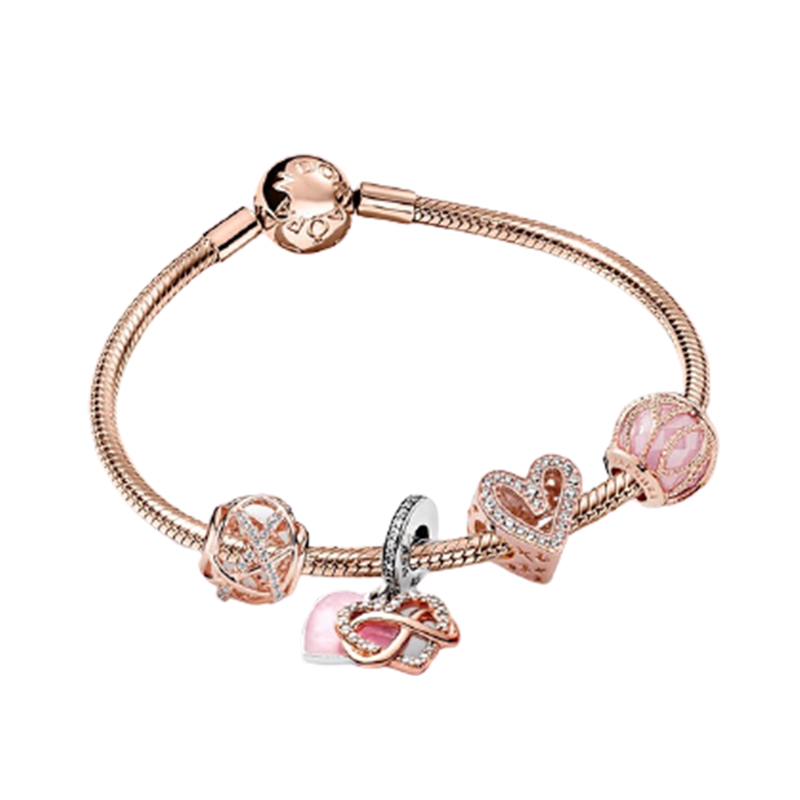 潘多拉 玫瑰金色浪漫手链