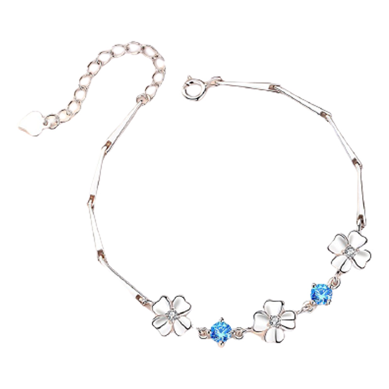 银千惠999纯银四叶草手链