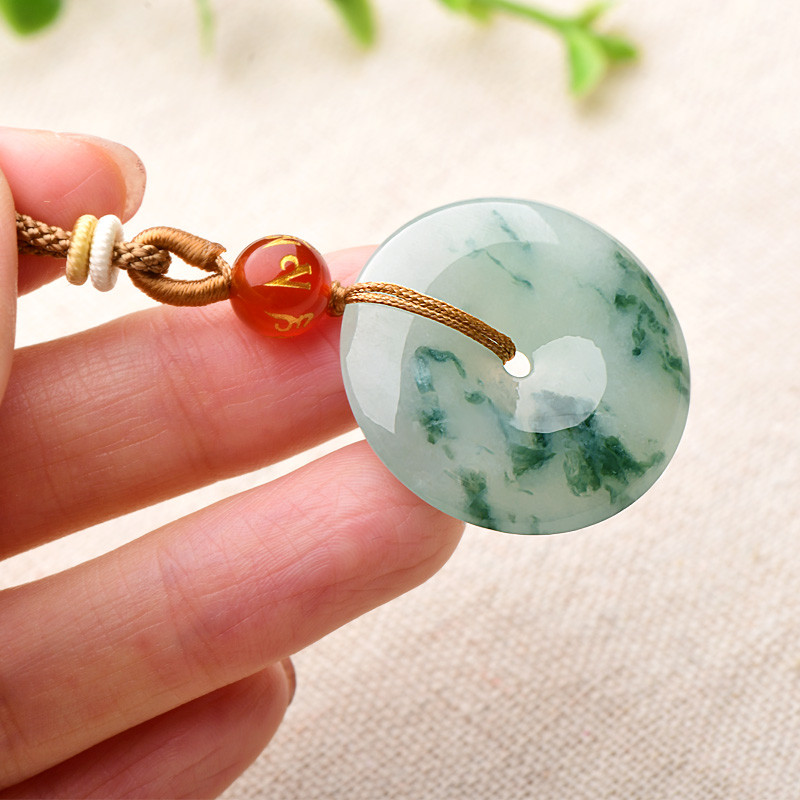 可玉可求 精致飘花翡翠平安扣