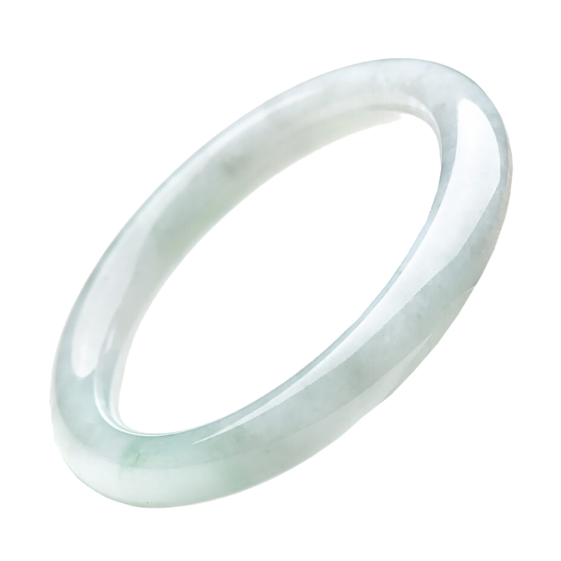 可玉可求 淡绿飘花翡翠手镯