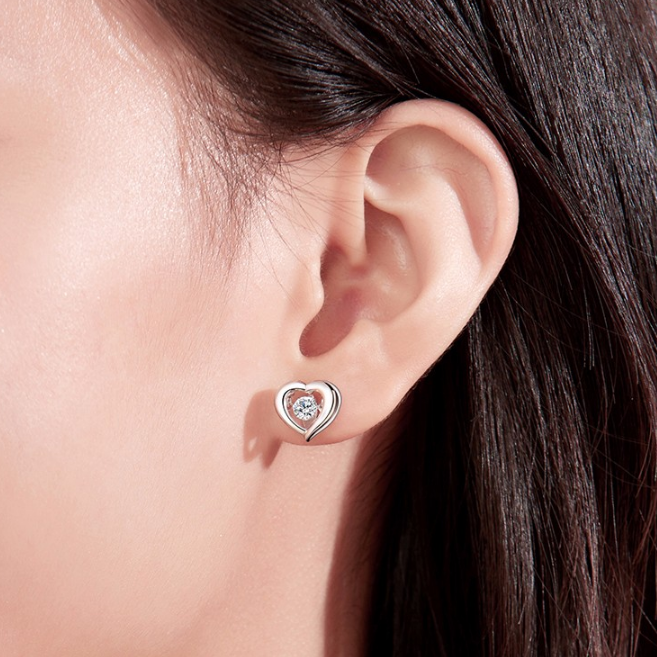 Mymiss 银镀爱心耳饰