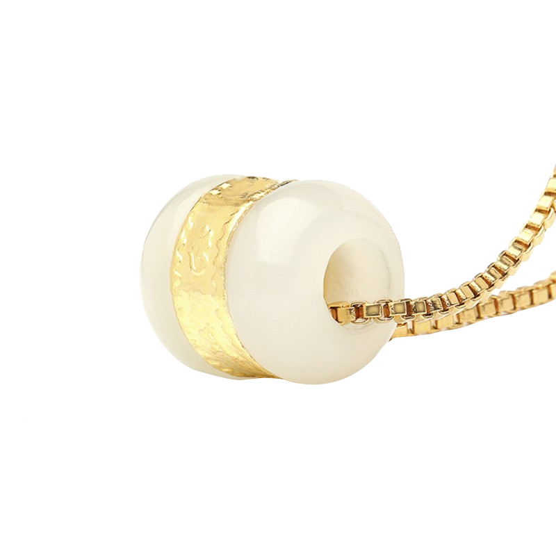 欧洛西 路路通金镶玉项链