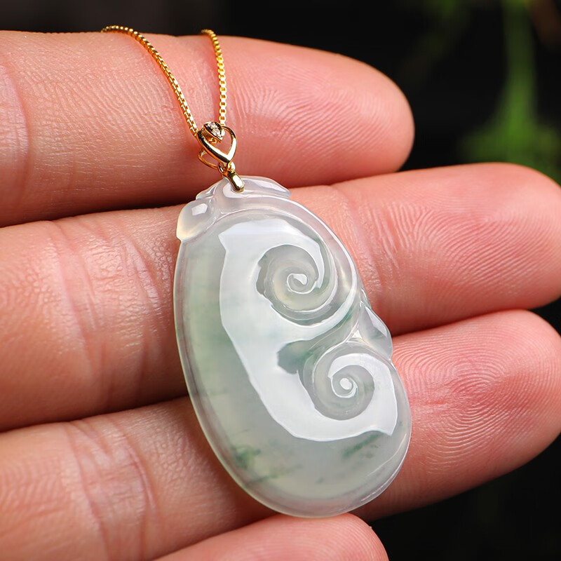 印象眸 18K金镶翡翠如意吊坠