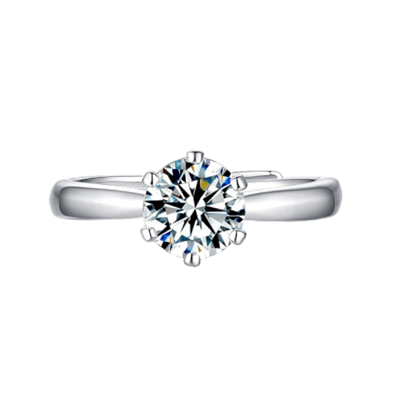 冠带 莫桑钻石经典镶钻开口戒指