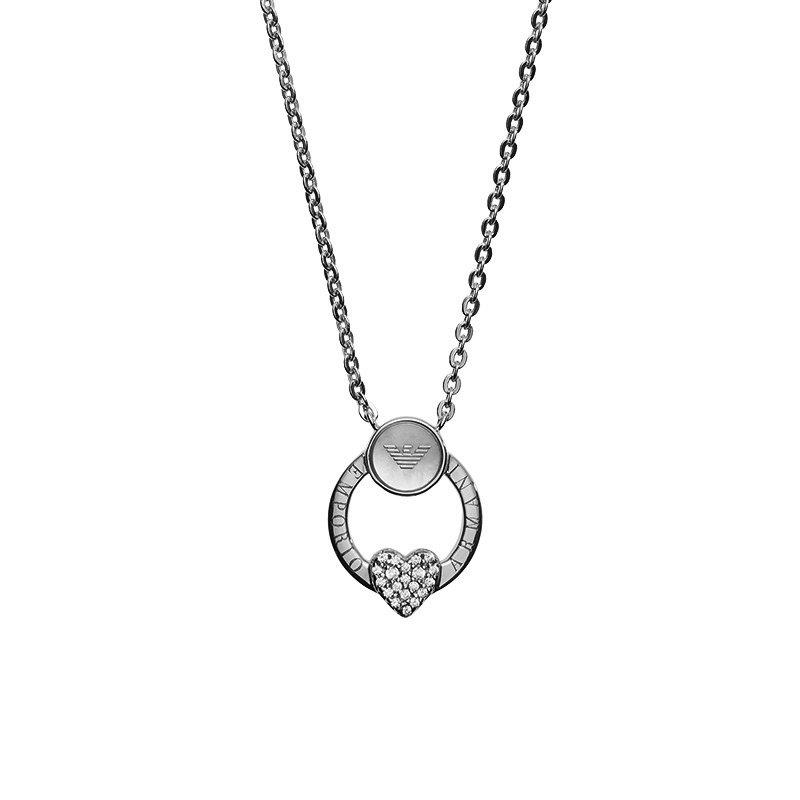 阿玛尼 女士心形镶钻项链
