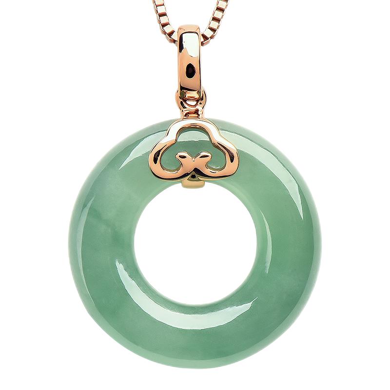 绿翠玉楼 平安扣主题翡翠吊坠