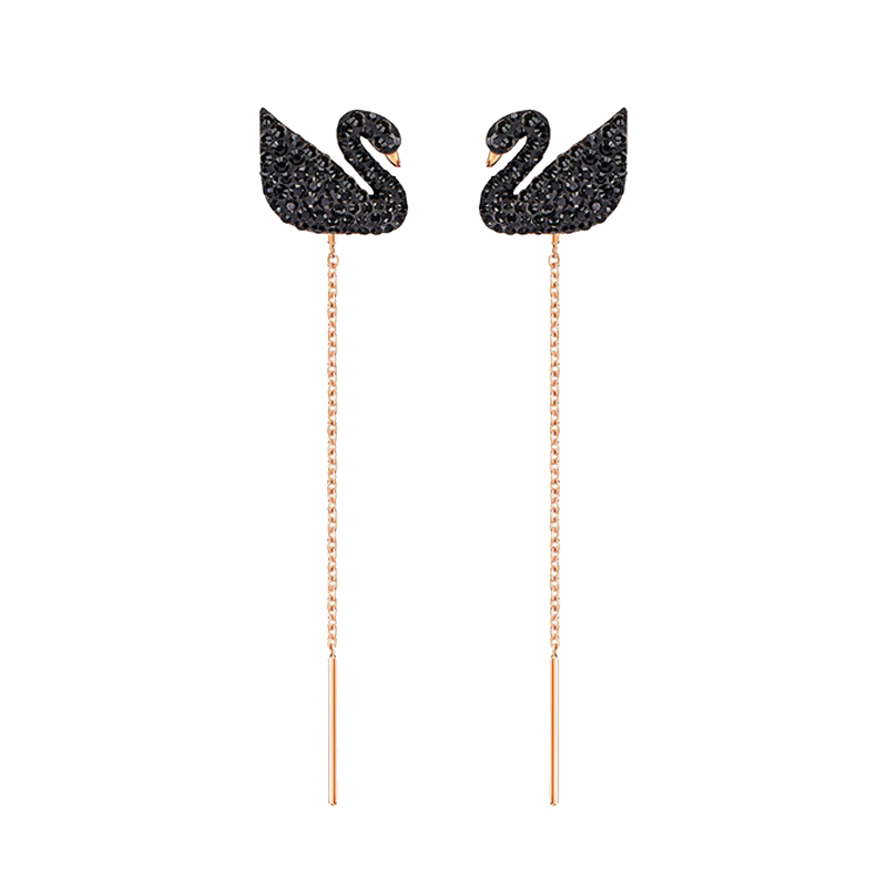 施华洛世奇 黑天鹅长链子耳饰