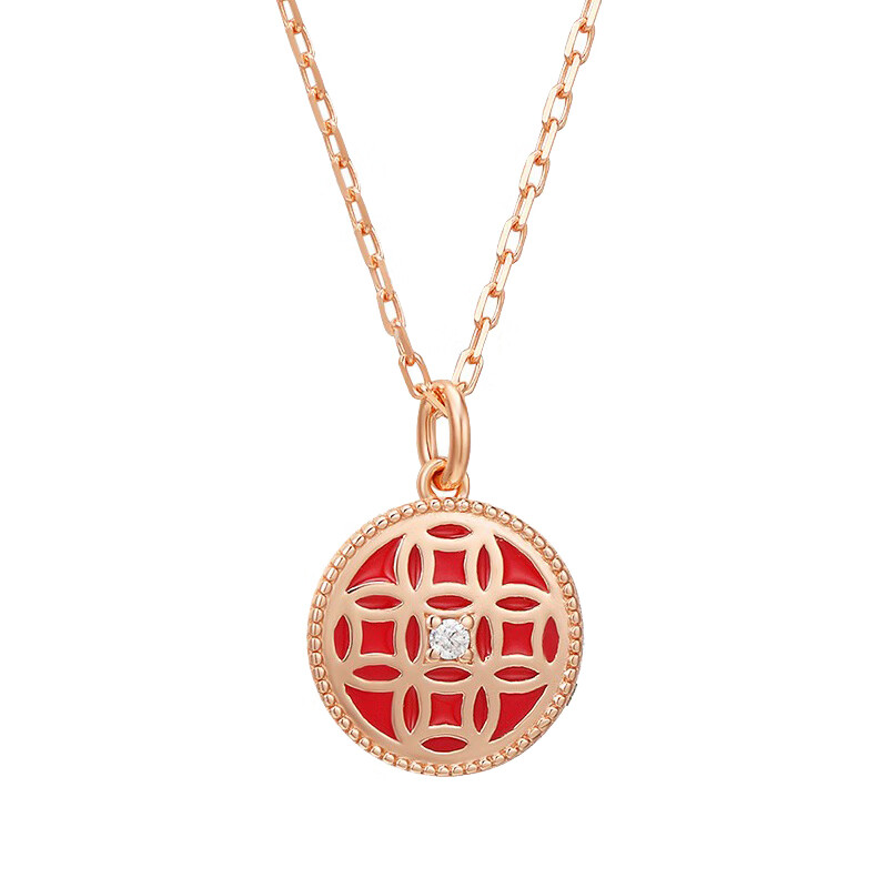 简丹 中国风铜钱锁骨链