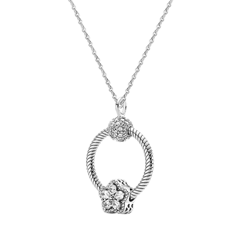 潘多拉925银密镶雪花项链